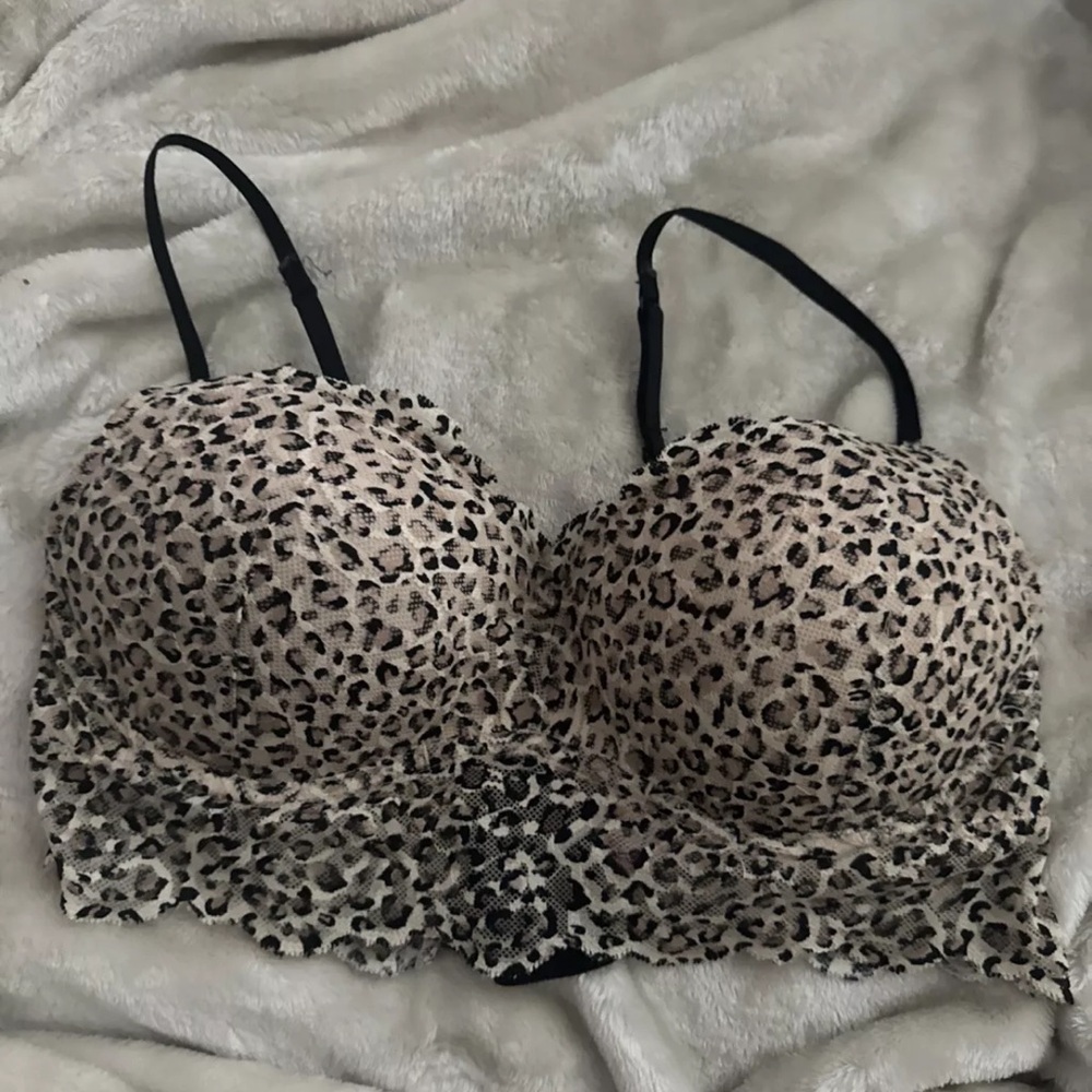 Candie's Bra 36C Cheetah Print PushUp Lace Wireless Padded EUC